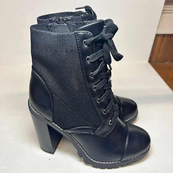 BCBGeneration Womens 7.5 M Black Pilas Lace Up High Heel Booties NIB HE9 - Picture 2 of 6